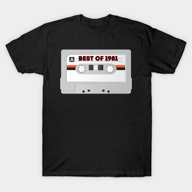 Vintage Cassette Tape Best Of 1981 40th Birthday Gift T-Shirt by ZenCloak